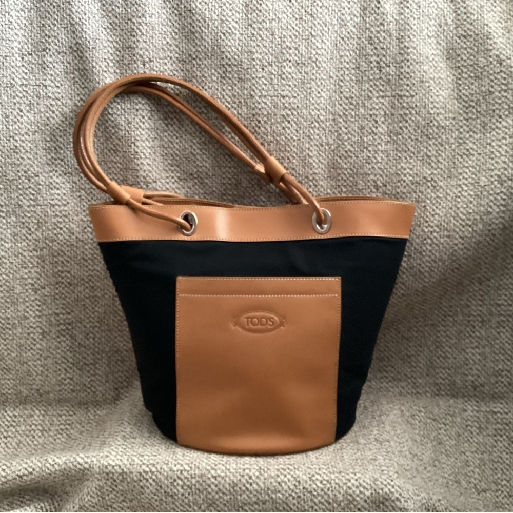 TOD’S Leather and Nylon Canvas Shoulder Bag